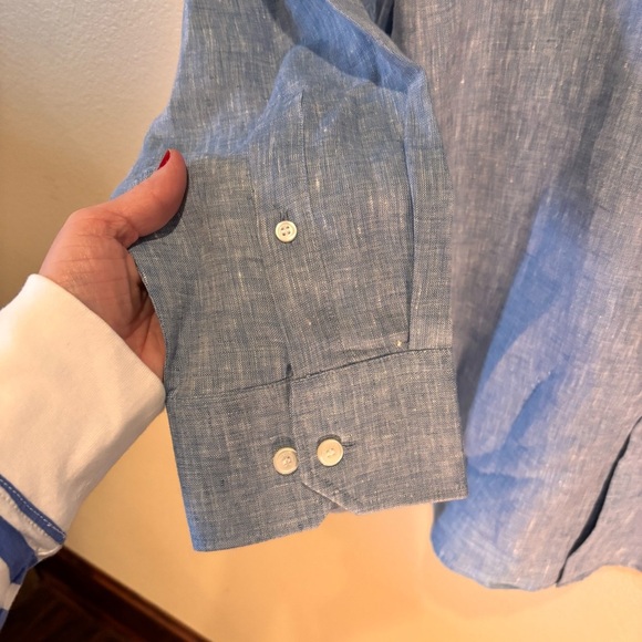 NWT Baird McNutt x Murano Big & Tall Long Sleeve Solid Linen Woven Shirt, 2XB - Picture 5 of 12